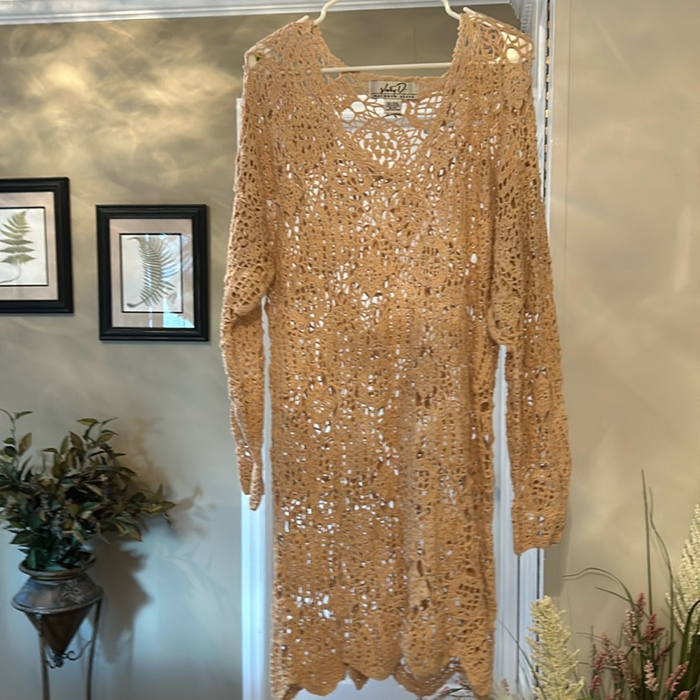 Katy D knit long sleeve beach cover-up